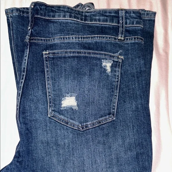 Ceros Women's Dark Blue Flare Jeans with small rips - Picture 4 of 5